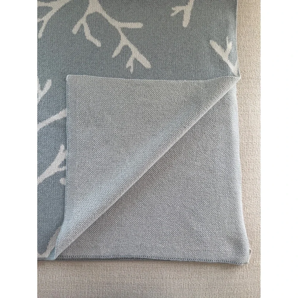 IN2GREEN Throw Blanket‎ Recycled Cotton Blue White Approximately 54x60 Coastal